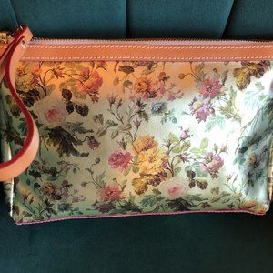 Italian Floral Metallic Leather Wristlet - NWOT